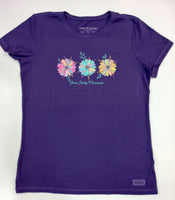 Womens Short Sleeve Crusher Lite Smoky Moutain Three Colorful Daisies (121830)