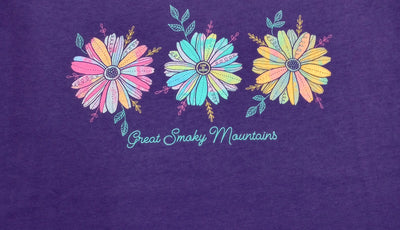 Womens Short Sleeve Crusher Lite Smoky Moutain Three Colorful Daisies (121830)